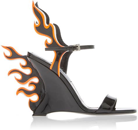 Shop Prada Flame Wedge Sandals 